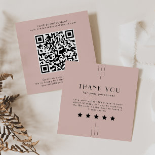 EVERLY Art Deco Rosé QR Code Bewertung hinterlasse Quadratische Visitenkarte