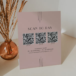 EVERLY Art Deco Röten Geschäfts QR-Code-Scan zum B Sockelschild