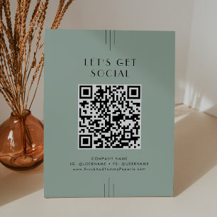 EVERLY Art Deco Salbeigrün Let's Get Social Media Sockelschild