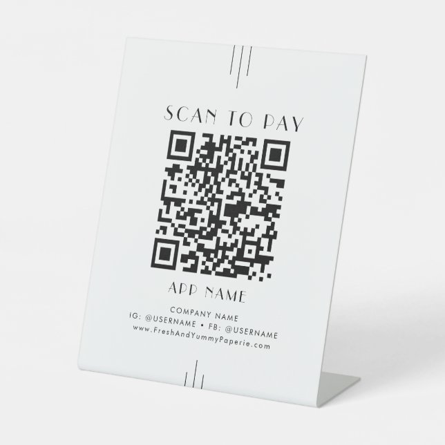 EVERLY Art Deco White Black Business Scan To Pay Sockelschild (Vorderseite)
