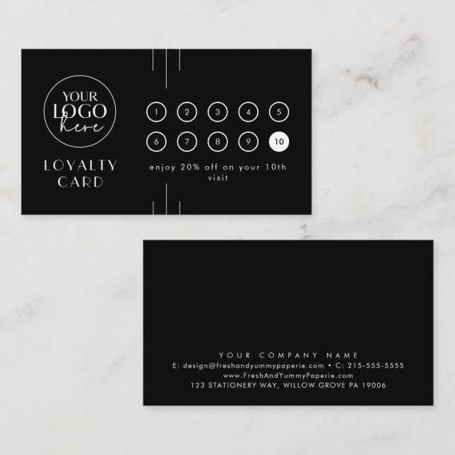 EVERLY Black Logo Business Reward 10 Punch Treuekarte (Vorne/Hinten)
