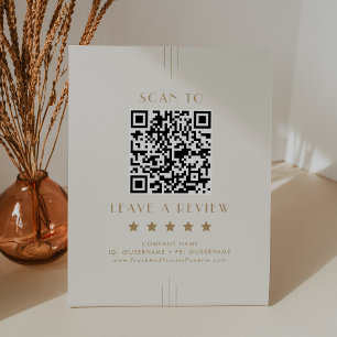 EVERLY Cream Gold Business QR Code Hinterlassen Si Sockelschild