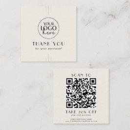 EVERLY Ivory Black Business Logo QR Code Thank You Rabattkarte