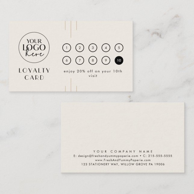 EVERLY Ivory Black Logo Business Reward 10 Punch Treuekarte (Vorne/Hinten)