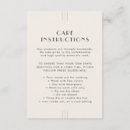 EVERLY Ivory Business Product Care Instructions Begleitkarte