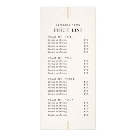 EVERLY Ivory Double Sided Business Price List Werbekarte