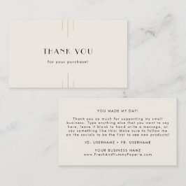 EVERLY Retro Art Deco Ivory Gold Black Thank You Visitenkarte