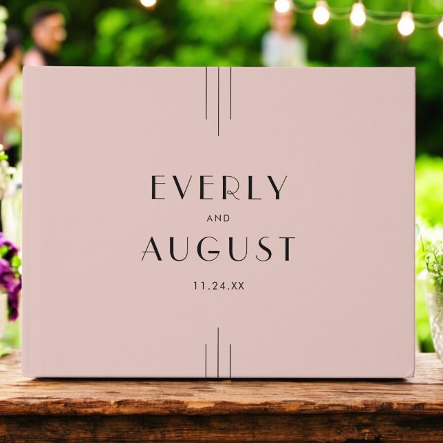 EVERLY Retro Vintag Art Déco Rosa Hochzeit Gästebuch (EVERLY Retro Vintage Art Deco Blush Pink Wedding Guest Book)