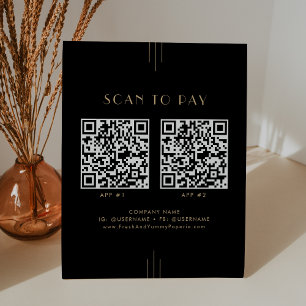 EVERLY Schwarz-Gold Geschäft 2 Apps Scannen zum Be Sockelschild