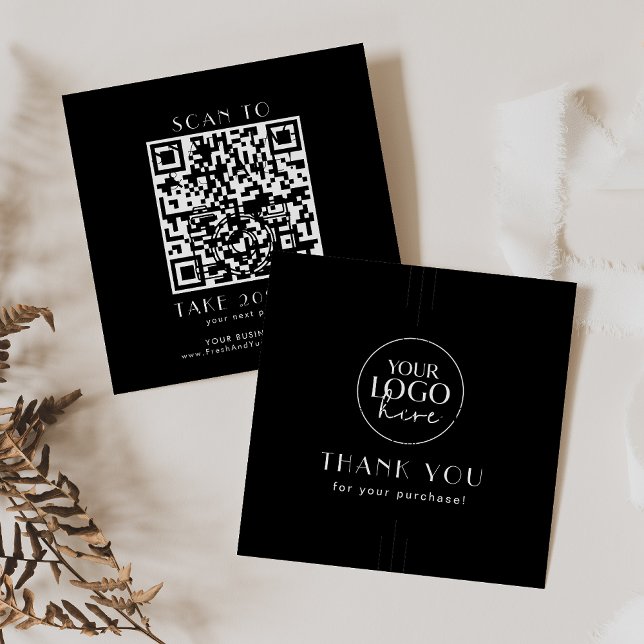 EVERLY Schwarzes Geschäftslogo QR-Code Danke Rabattkarte (EVERLY Black Business Logo QR Code Thank You Discount Card)