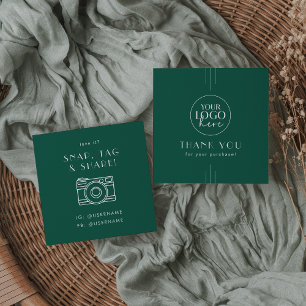 EVERLY Smaragd-Logo Social Media Share Danke Quadratische Visitenkarte