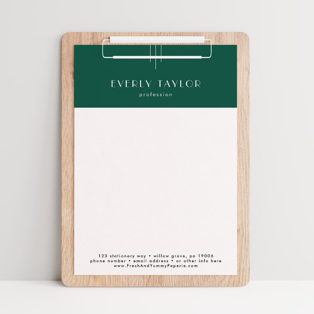 EVERLY Smaragdgrün Geschäft Professionell Unterneh Briefbogen (EVERLY Emerald Green Business Professional Company Letterhead)