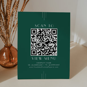 EVERLY Smaragdgrünes Restaurant-Menü QR-Code Sockelschild