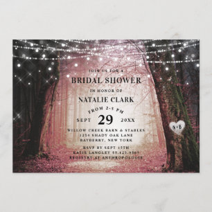 Evermore Bezauberndes Forest Pink-Brautparty Einladung