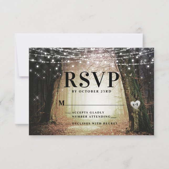 Evermore | Bezauberter Fairy Forest | Amber Weddin RSVP Karte (Vorderseite)