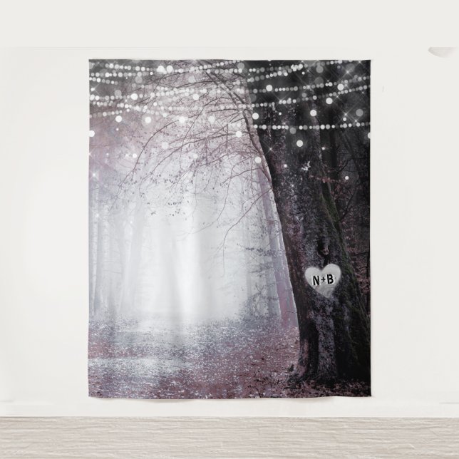 Evermore | Hintergrund des verzauberten Waldhochze Wandteppich (Vorderseite)
