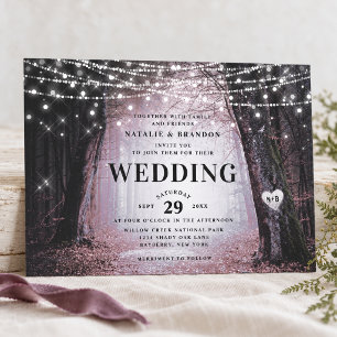 Evermore   Verzauberter Feenwald   Mauve-Hochzeit Einladung