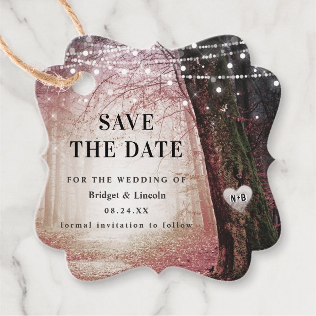 Evermore Verzauberter Wald Save the Date mit Foto Geschenkanhänger (Vorderseite)