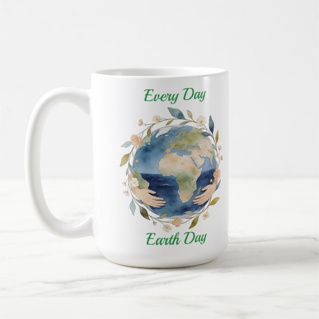 Every Day Earth Day Floral Globe With Hands Kaffeetasse (Links)