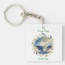 Every Day Earth Day Floral Globe With Hands Schlüsselanhänger