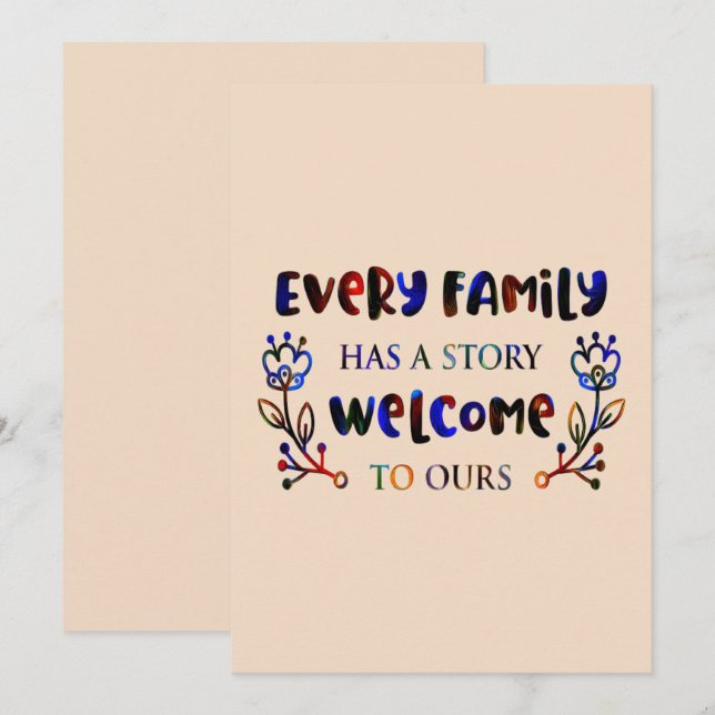 Every Family Has A Story Welcome to Ours, Family I Einladung (Vorne/Hinten)