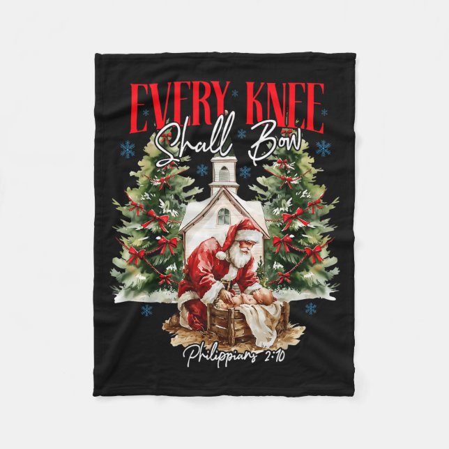 Every Knee Shall Bow Christian Jesus Merry Christm Fleecedecke (Vorderseite)