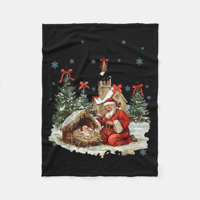 Every Knee Shall Bow Funny Nativity Scene Christma Fleecedecke (Vorderseite)
