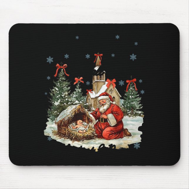 Every Knee Shall Bow Funny Nativity Scene Christma Mousepad (Vorne)
