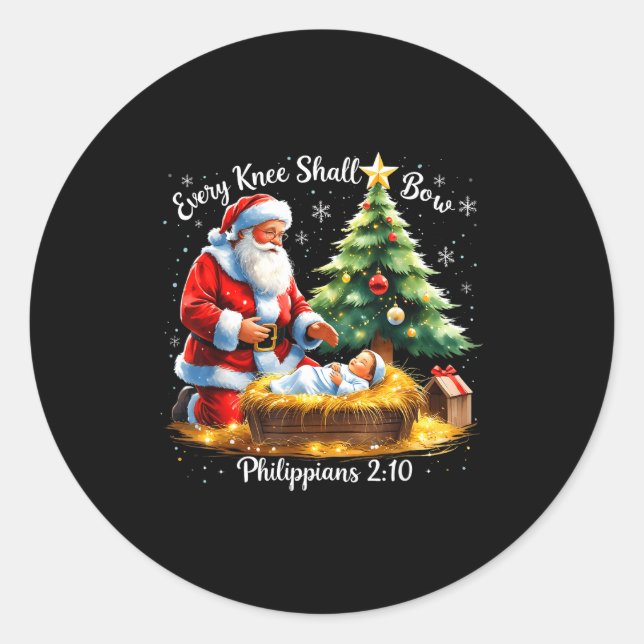 Every Knee Shall Bow Philipans 2_10 Christmas  Runder Aufkleber (Vorderseite)