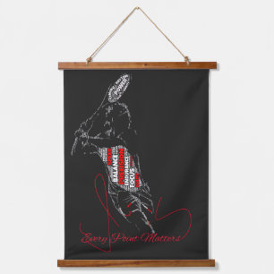 Every Point Matters Tennis-Typografie-T-Shirt Wandteppich Mit Holzrahmen