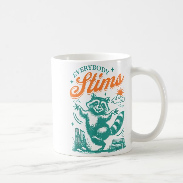 Everybody Stims Racoon Funny Design  Kaffeetasse (Rechts)