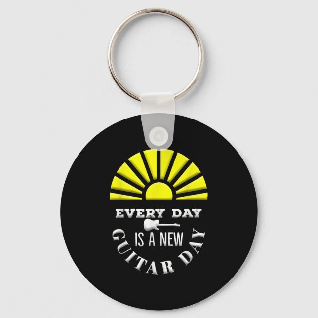 Everyday Is A New Guitar Day Funny Quote Guitarist Schlüsselanhänger (Vorderseite)