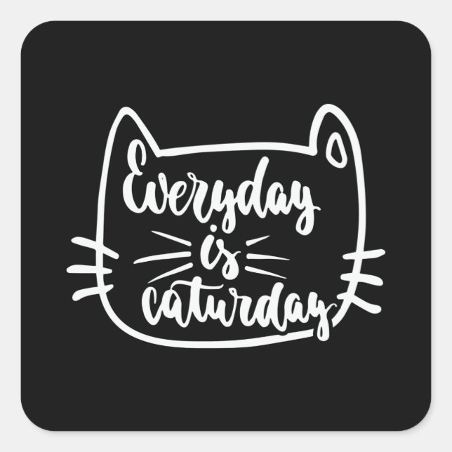 Everyday is caturday quadratischer aufkleber (Vorderseite)