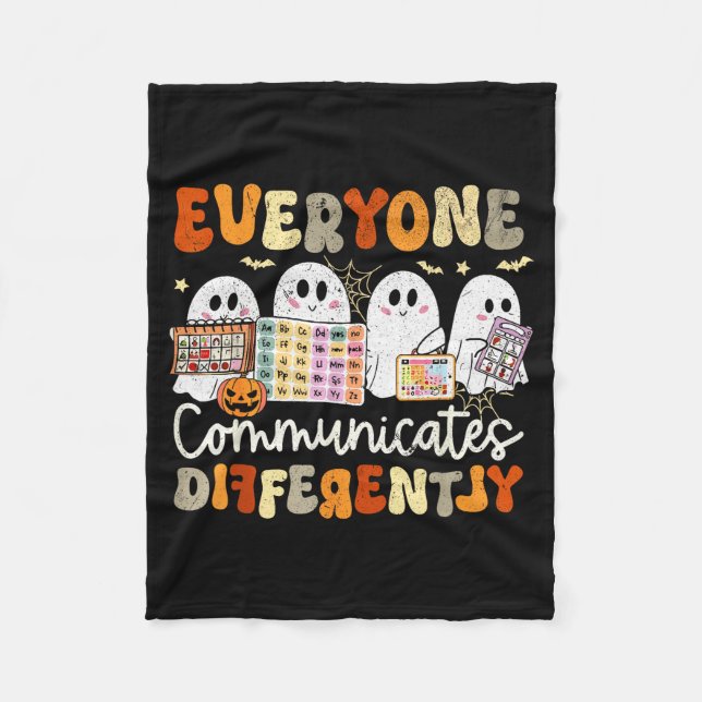 Everyone Communicates Differently Halloween Slp Sp Fleecedecke (Vorderseite)