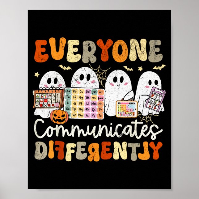 Everyone Communicates Differently Halloween Slp Sp Poster (Vorne)