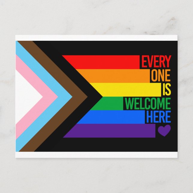Everyone is Welcome Here (Progress Pride) Flag Postkarte (Vorderseite)