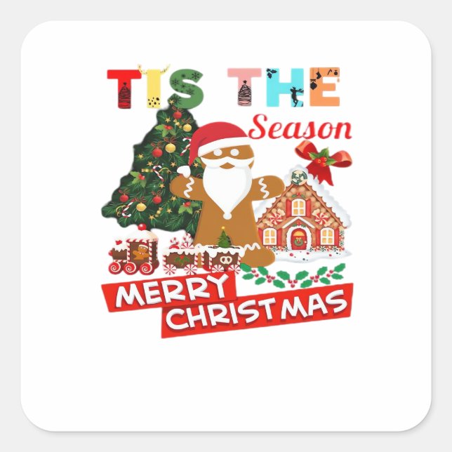 Everyone Loves A At Christmas Christmas Santas Com Quadratischer Aufkleber (Vorderseite)
