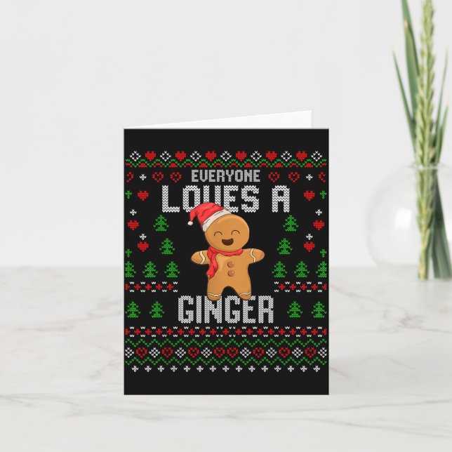 Everyone Loves A Ginger Red Hair Ugly Christmas Gi Karte (Vorderseite)