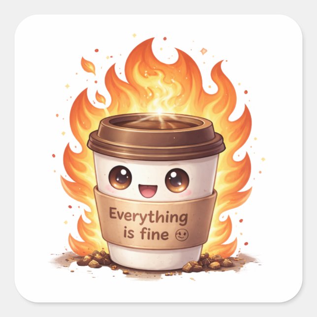 Everything Is Fine Coffee Sticker (Vorderseite)