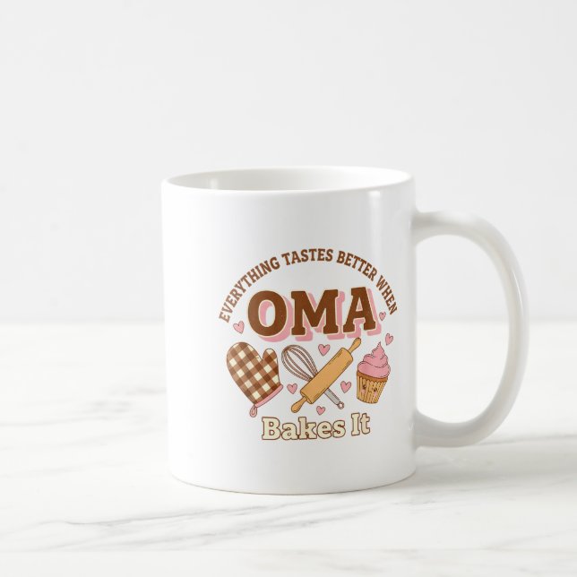 Everything Tastes Better When Oma Bakes It Mother' Kaffeetasse (Rechts)