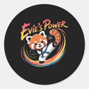 Evie's Power Red Panda Taekwondo Karate Blauer Gür Runder Aufkleber