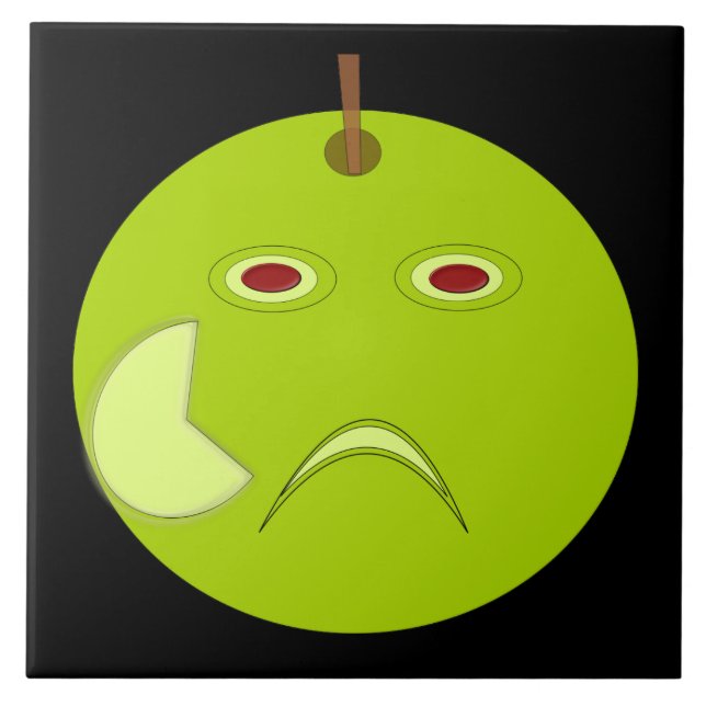 Evil Apple mit Scar Halloween Tile Fliese (Vorderseite)