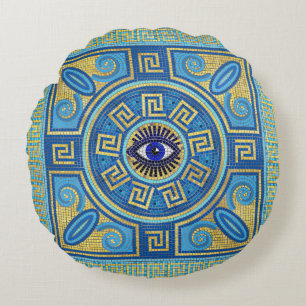 Evil-Aug-Mosaik-Tile-Ornament Rundes Kissen