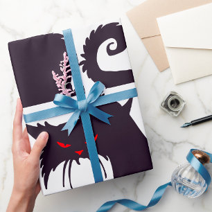 Evil Black Cat Silhouette mit Roten Augen Geschenkpapier