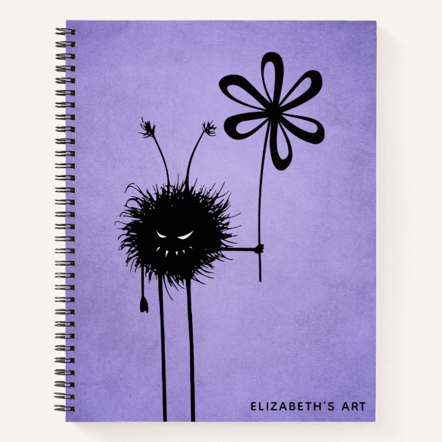 Evil Blume Bug Lila Goth Name Sketchbook Notizbuch (Vorderseite)