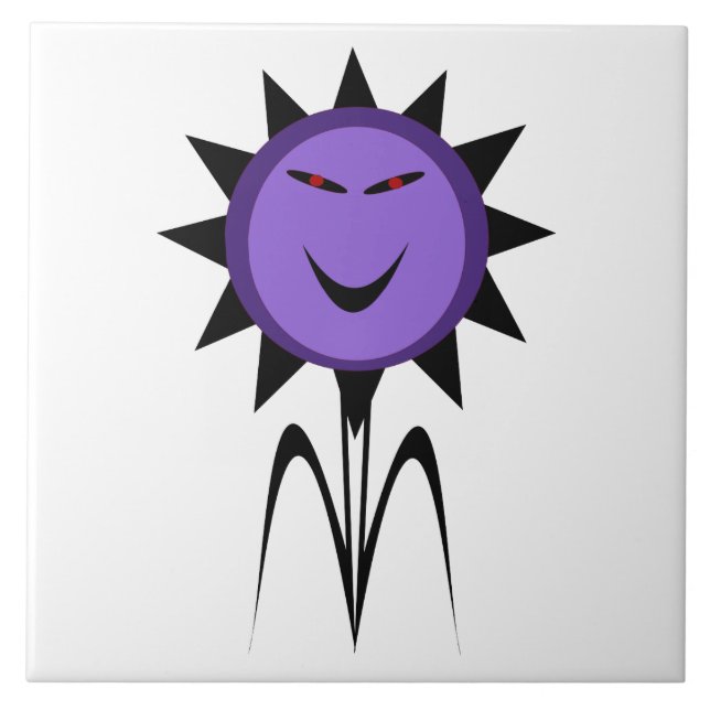 Evil Blume Kawaii Goth Halloween Tile Fliese (Vorderseite)