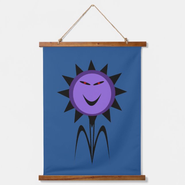Evil Blume Kawaii Goth Halloween Wandteppich Mit Holzrahmen (Vorderseite)