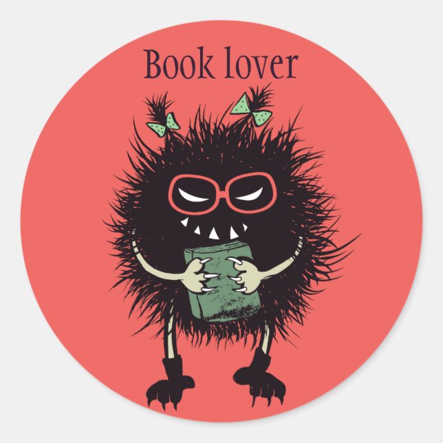 Evil Book Lover Character - Edgy Reading Runder Aufkleber (Vorderseite)