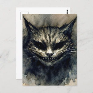 Evil Cat Lächeln Wasserfarbe Kunst Postkarte