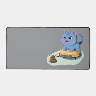 Evil Cat on Robot Vacuum Schreibtischunterlage